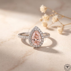 2ct Pink Pear Lab Grown Diamond Halo Engagement Ring