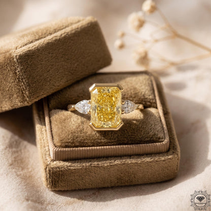 2.5ct Vivid Yellow Radiant Cut Lab Grown Diamond 3-Stone Ring