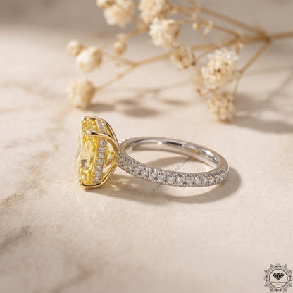 3ct Radiant Intense Yellow Lab Grown Diamond Hidden Halo Ring