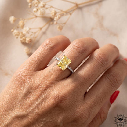 3ct Radiant Intense Yellow Lab Grown Diamond Hidden Halo Ring