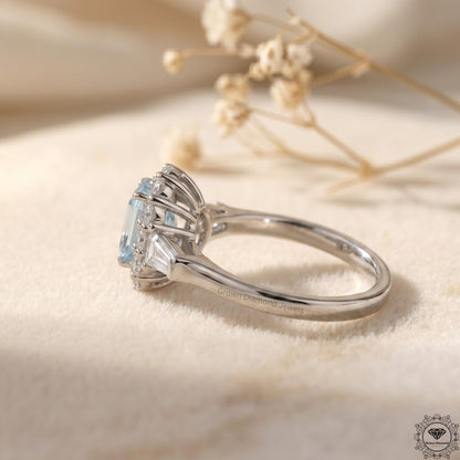 2Ct Intense Blue Radiant Lab Grown Diamond Engagement Ring