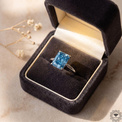 3CT Blue Lab Grown Diamond Solitaire Engagement Ring in 14k