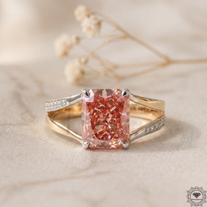 3CT Pink Radiant Lab Grown Diamond Ultimate Engagement Ring