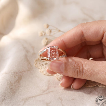3CT Pink Radiant Lab Grown Diamond Ultimate Engagement Ring