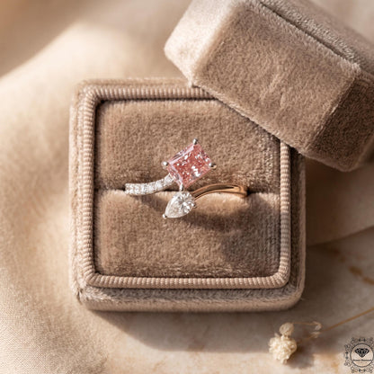 Toi Et Moi Pink Radiant & Pear Lab Grown Diamonds Two Stone Ring