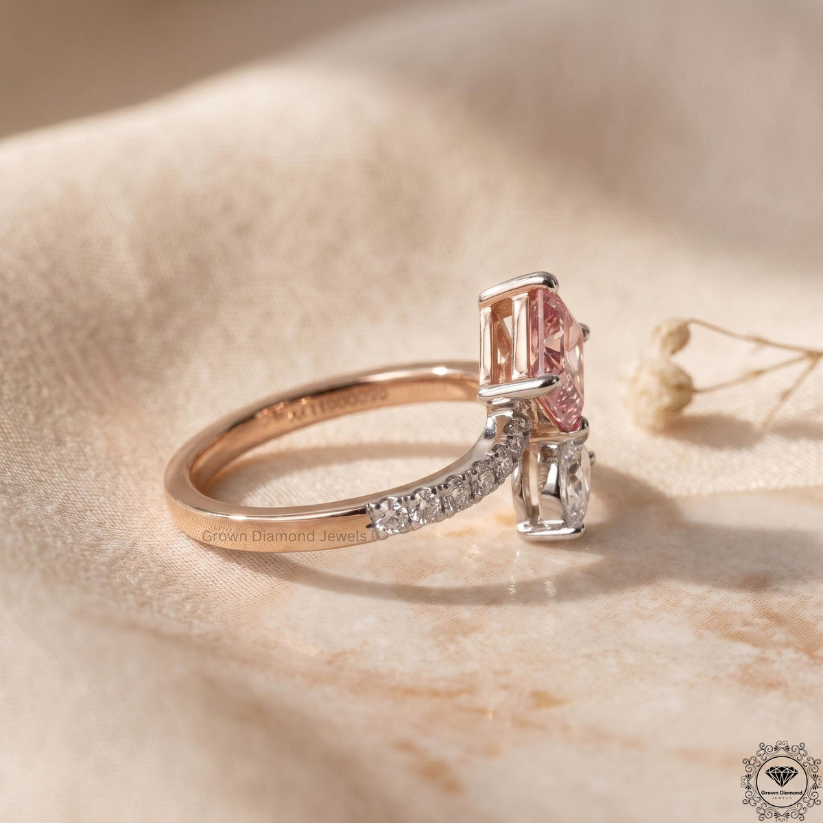 Toi Et Moi Pink Radiant & Pear Lab Grown Diamonds Two Stone Ring