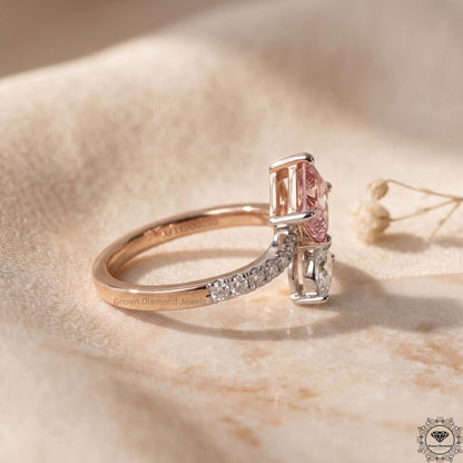 Toi Et Moi Pink Radiant & Pear Lab Grown Diamonds Two Stone Ring