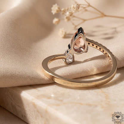 Pink & White Toi Et Moi Lab Grown Diamond Pear Cut Ring
