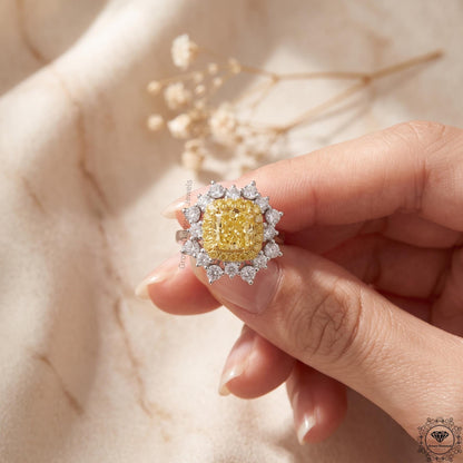 2.29ct Cushion Intense Yellow Lab Grown Diamond halo Ring