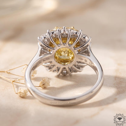 2.29ct Cushion Intense Yellow Lab Grown Diamond halo Ring