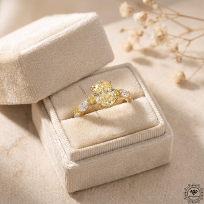 Intense Yellow Oval Lab Grown Diamond Hidden Halo Ring