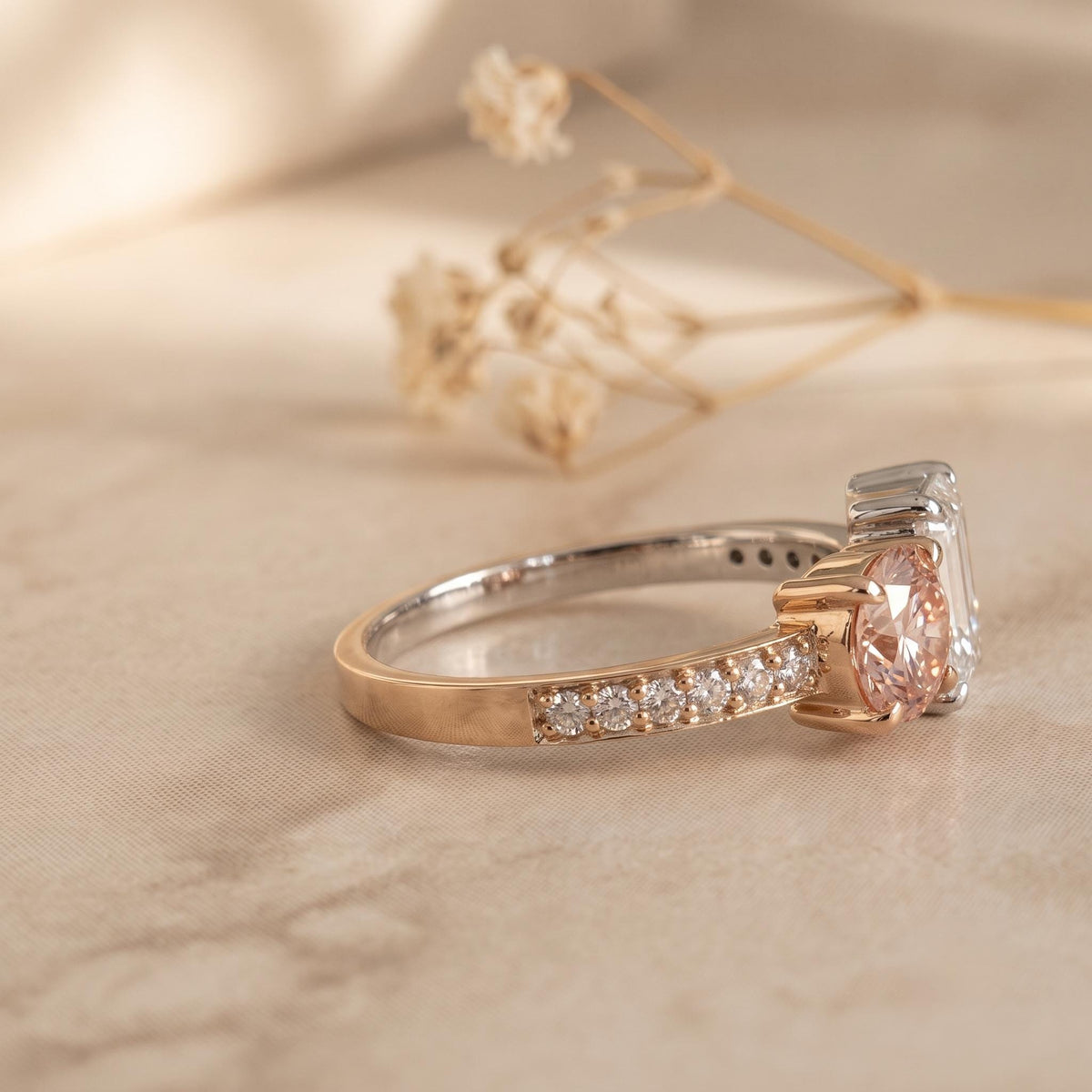 2.24 CT Pink Toi et Moi Lab Grown Diamond Engagement Ring