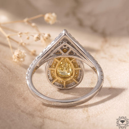 Fancy Intense Yellow Pear Lab Diamond Engagement Ring