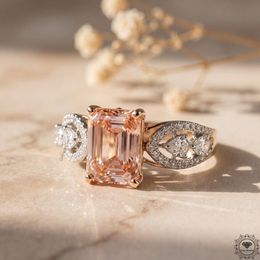 3ct Emerald Cut Intense Pink Lab Grown Diamond Wedding Ring