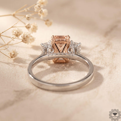Radiant Cut Pink Lab Grown Diamond 3 Stone Anniversary Ring