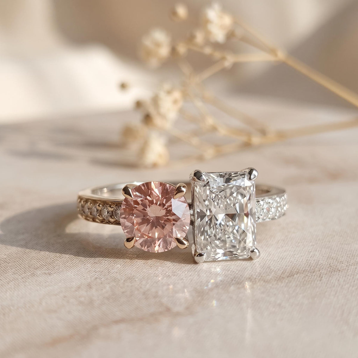 2.24 CT Pink Toi et Moi Lab Grown Diamond Engagement Ring