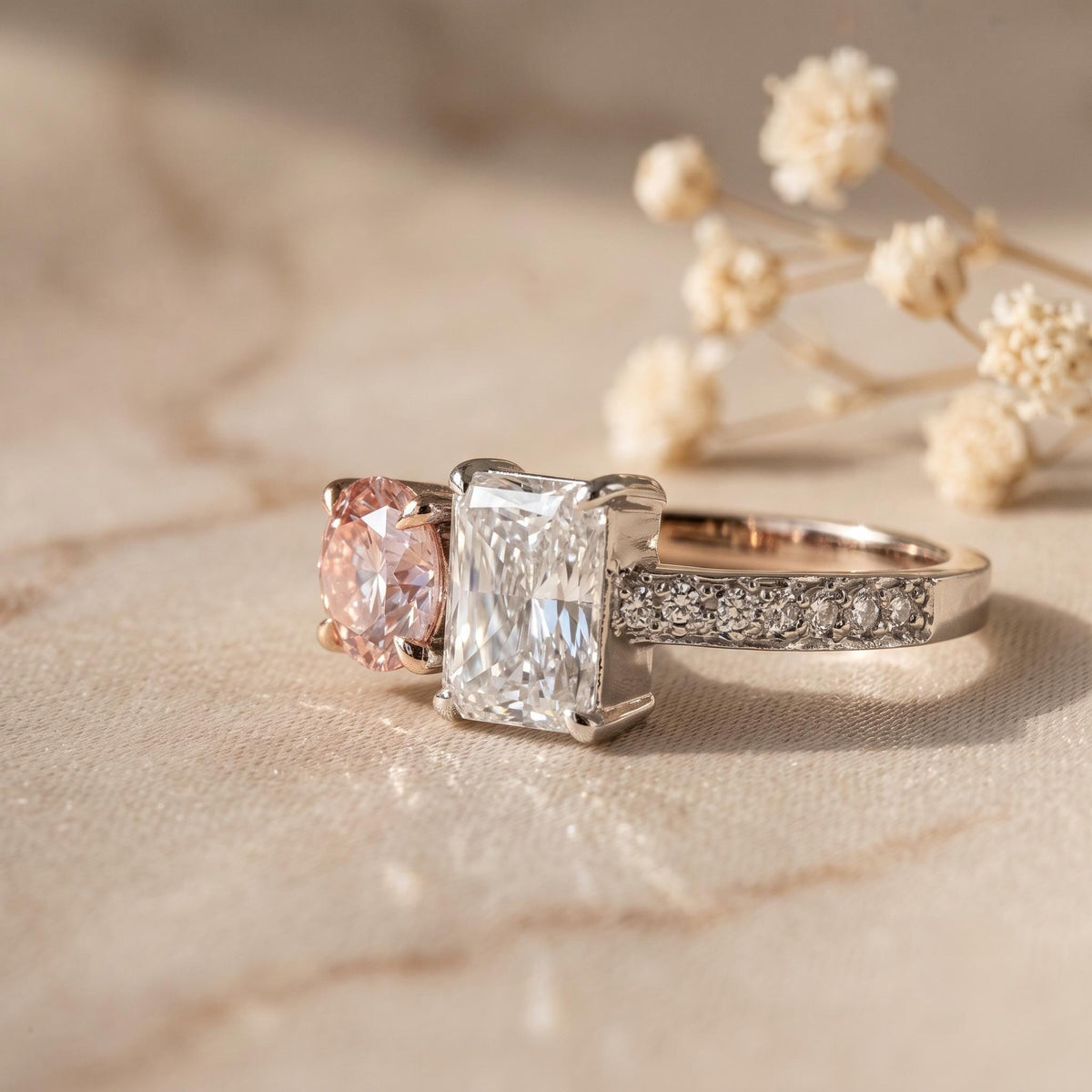 2.24 CT Pink Toi et Moi Lab Grown Diamond Engagement Ring