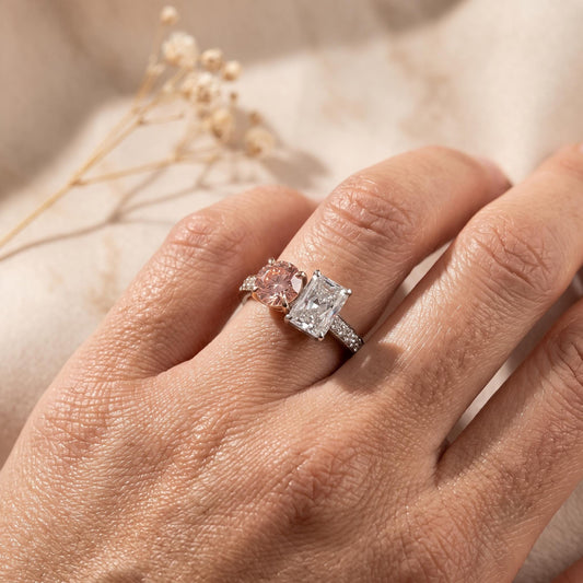 2.24 CT Pink Toi et Moi Lab Grown Diamond Engagement Ring