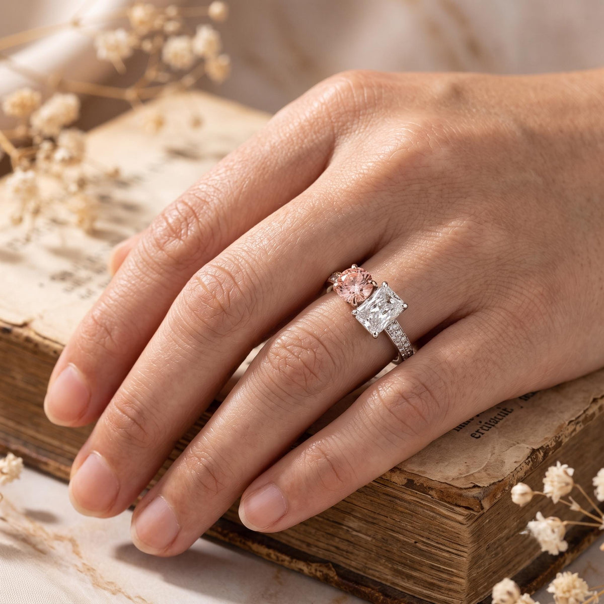 2.24 CT Pink Toi et Moi Lab Grown Diamond Engagement Ring