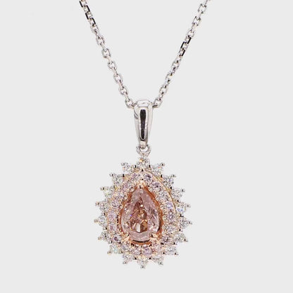 Rare14K Intense Pink Pear Cut Lab Grown Diamond Drop Gem World's beautiful pendant