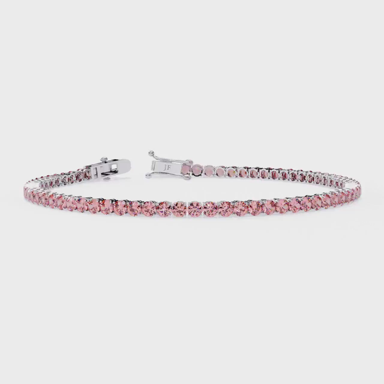 2.00 mm Unique Round Cut Vivid Pink Lab Grown Diamond 4 Prong Tennis Bracelet