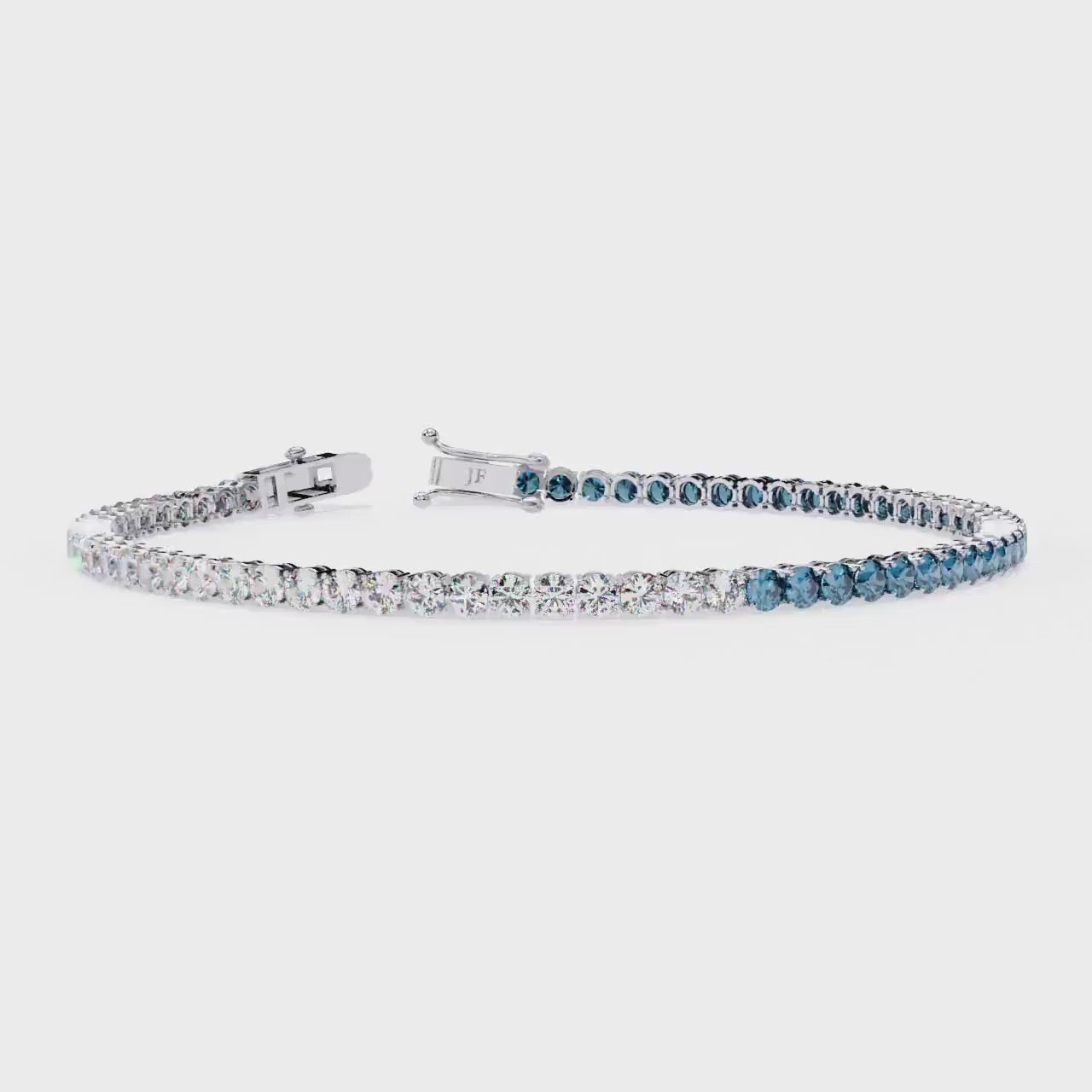 2.00 mm Unique Round Cut Vivid Blue & White Lab Grown Diamond 4 Prong Tennis Bracelet