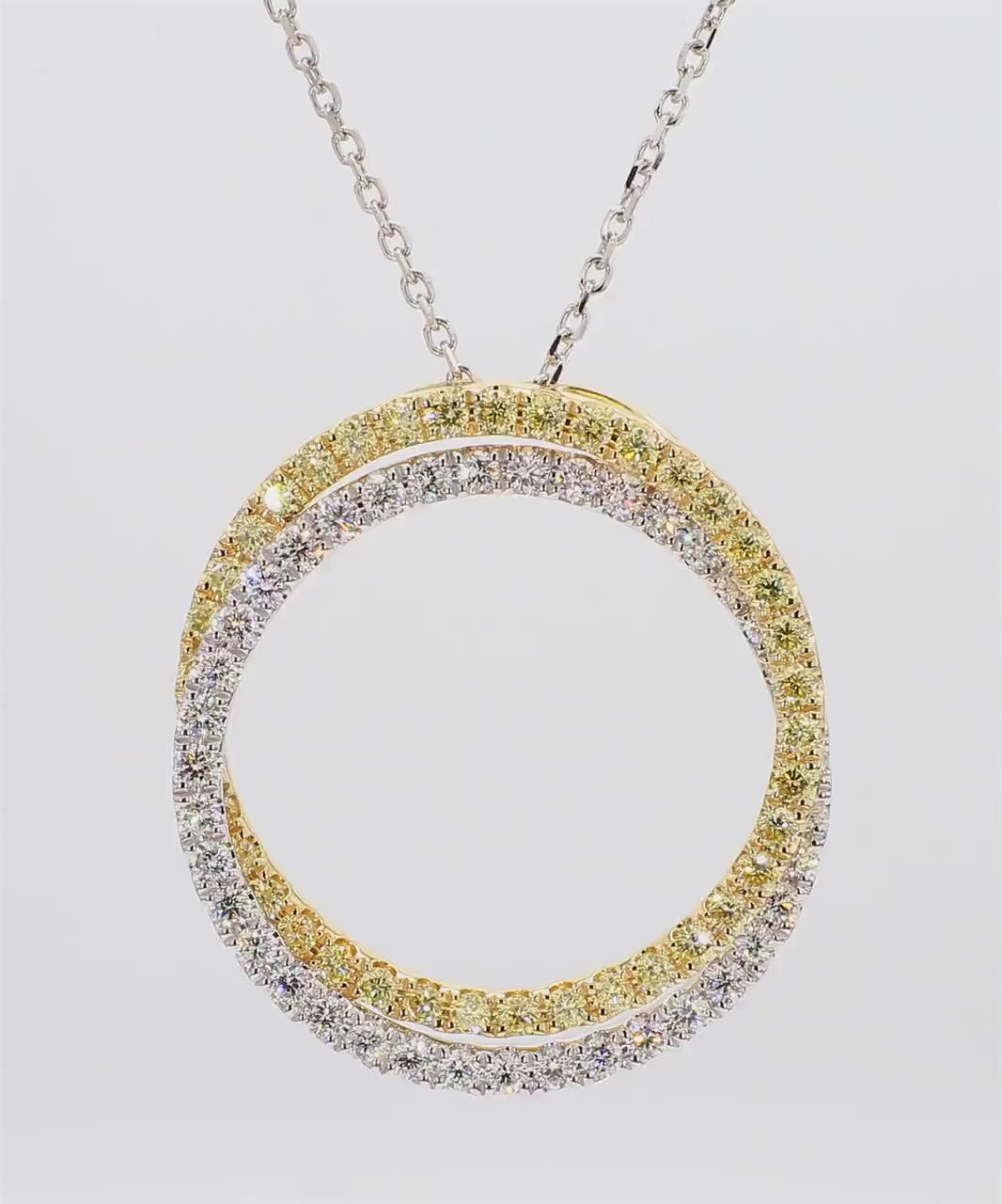 1.65TCW White & Yellow Round Cut Lab Grown Diamond beautiful Circle pendant