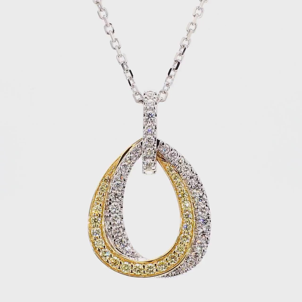 1.00TCW White & Yellow Round Cut Lab Grown Diamond beautiful Drop Circle pendant